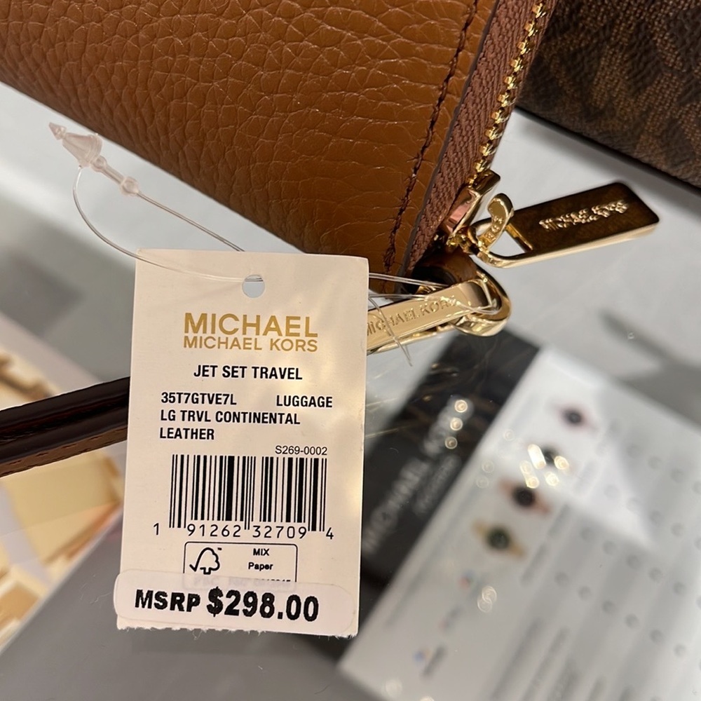 MICHAEL KORS LARGE TRAVEL CONTINENTAL WRISTLET WALLET PHONE HOLDER LUGGAGE - Picture 6 of 16